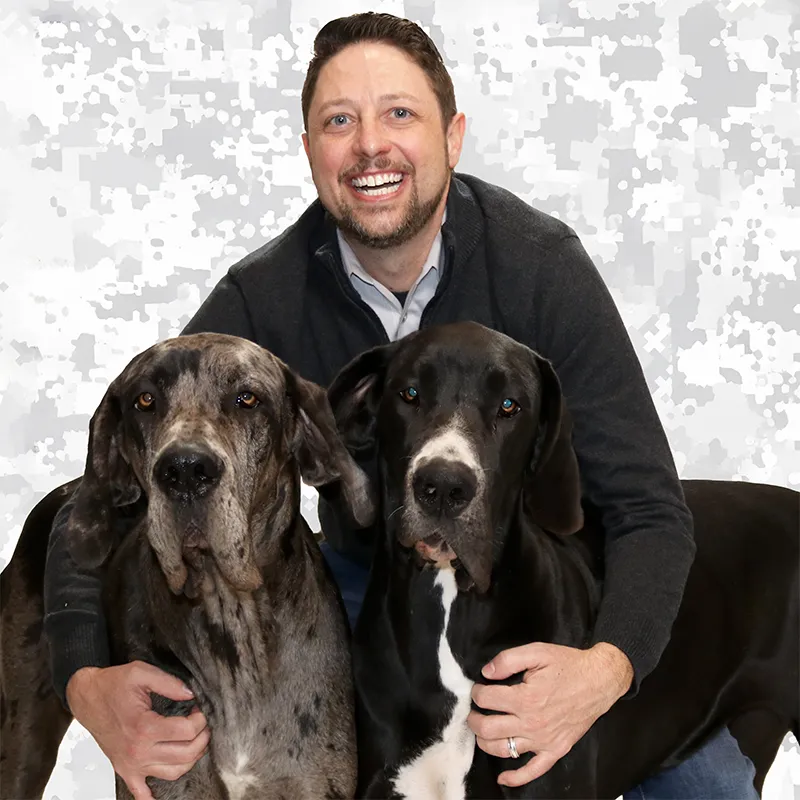 EJ McCoy with his Great Danes